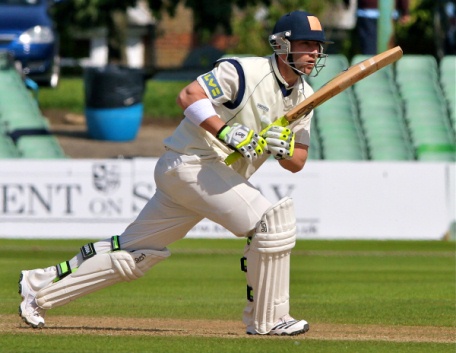 Phil Hughes in a rare moment at the crease