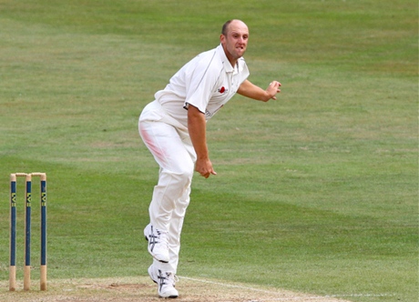 James Tredwell and his bowling face (also the rest of his body)