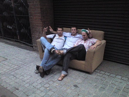 Post match street settee action