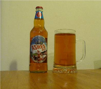 Marston's Ashes Ale in a Lord's 2005 glass