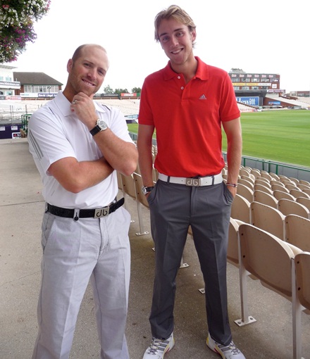 One of these two cricketers was MADE to model things that hold up your trousers - imagine if they let him loose with braces