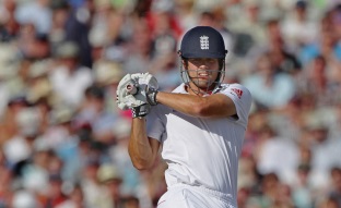 Alastair Cook presumably playing some sort of expansive leave