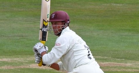 Marcus Trescothick shortly after twatting a cricket ball