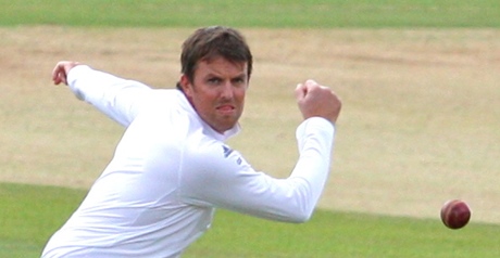 Graeme Swann about to play a delightful backhand slice