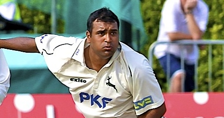 Samit Patel bowling a bit of spin