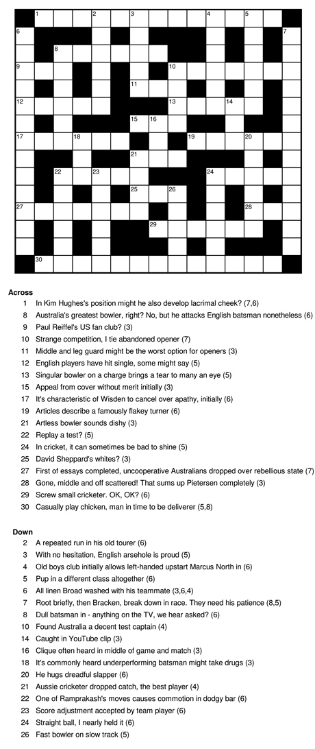 A (mostly) cricket crossword